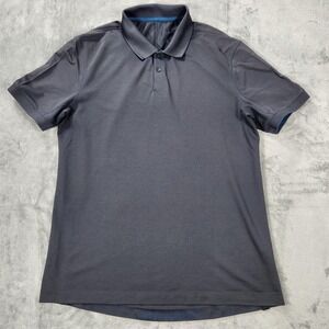 Lululemon Polo Shirt Mens Large Gray Short Sleeve Live In Practice Athletic Golf